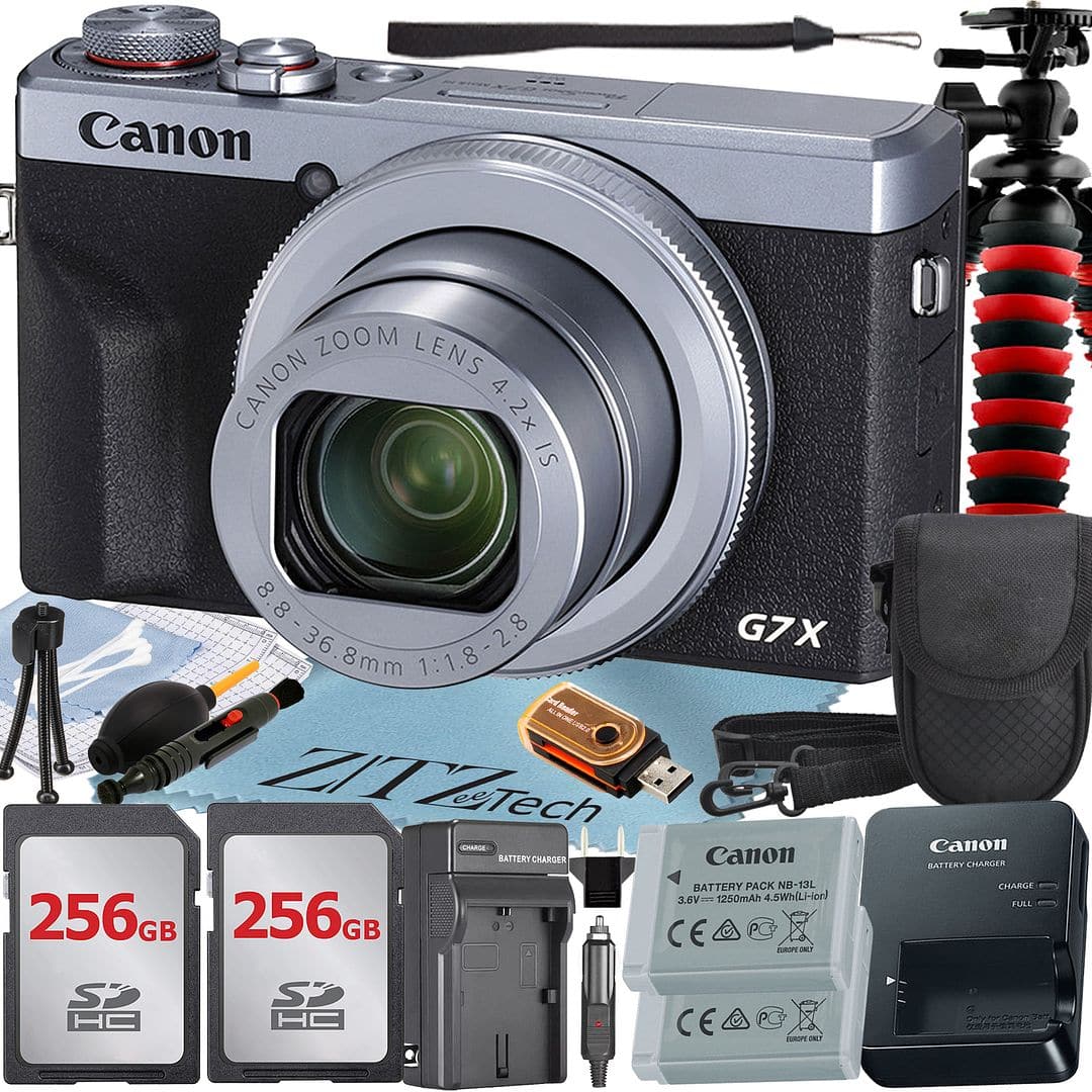 Canon - PowerShot G7 X Mark III Digital Camera with 2x 256GB Card + ZeeTech Pro Bundle (International Version) - Silver