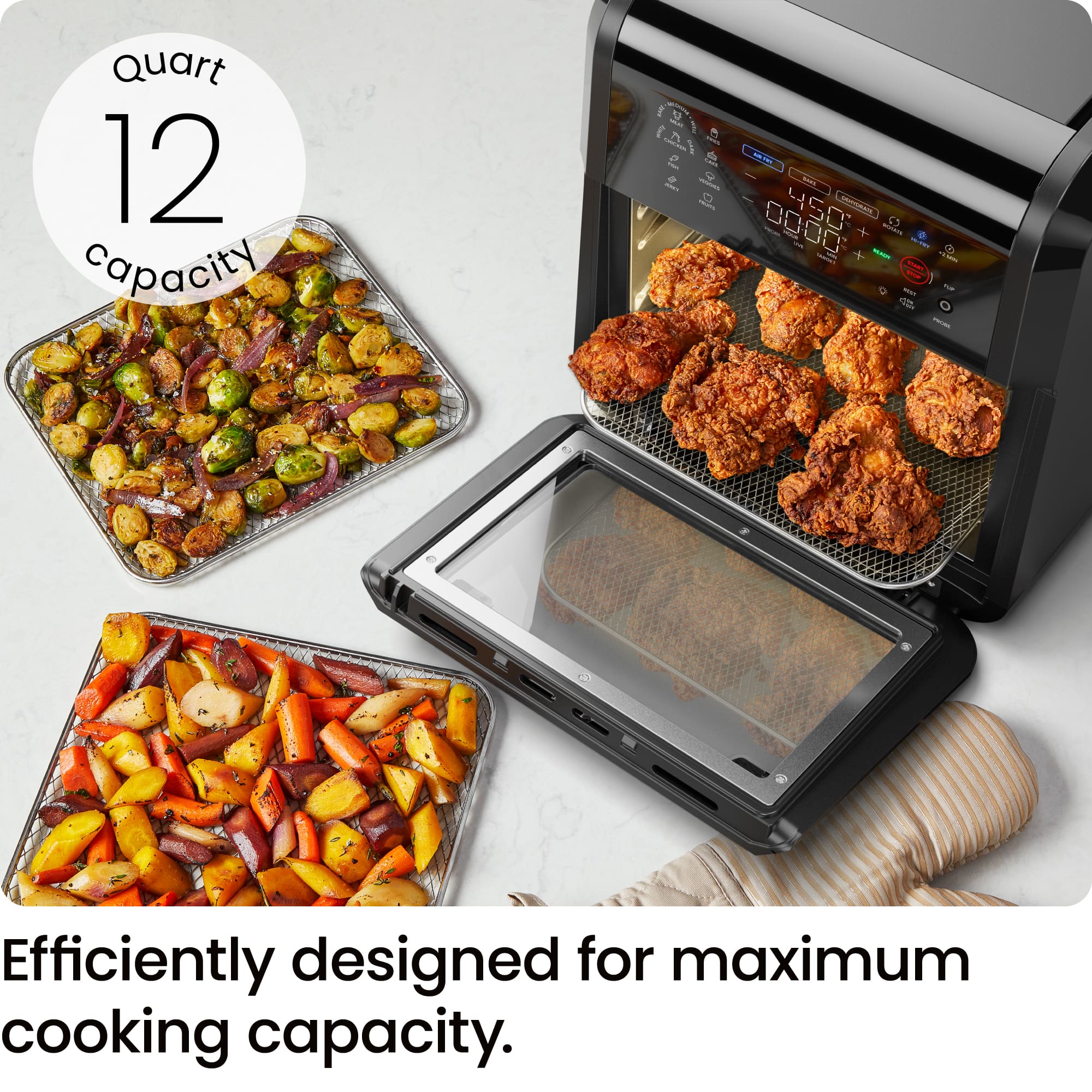 Quart 12 capacity oven - Efficiently designed for maximum cooking capacity.