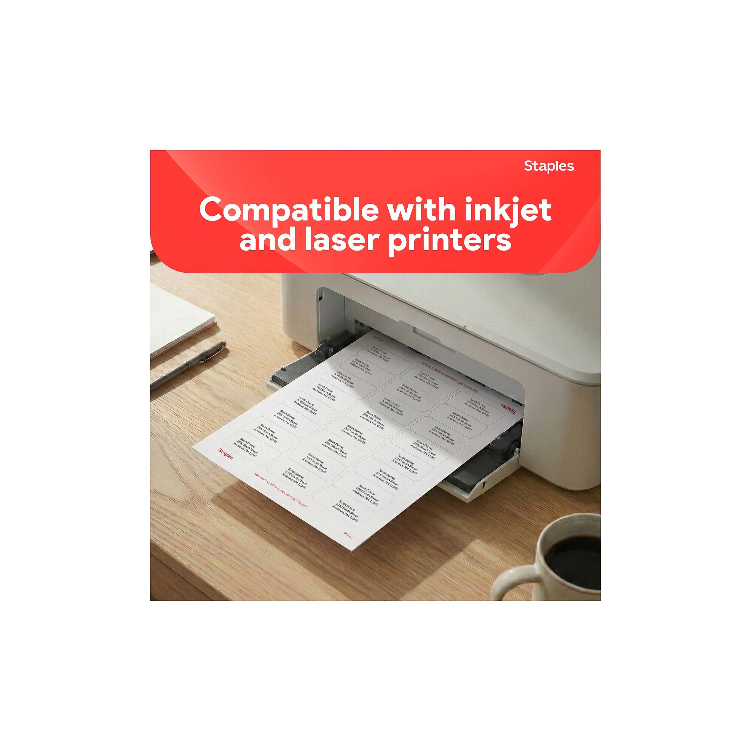 Staples Compatible with inkjet and laser printers