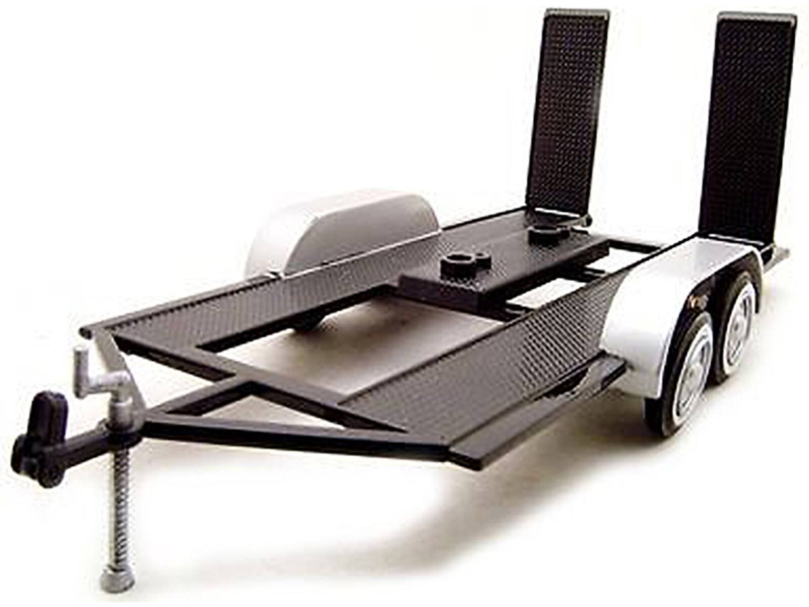Alt View 1. Motormax - Diecast Tandem Car Trailer Black for 1/24 Scale Models by Motormax.