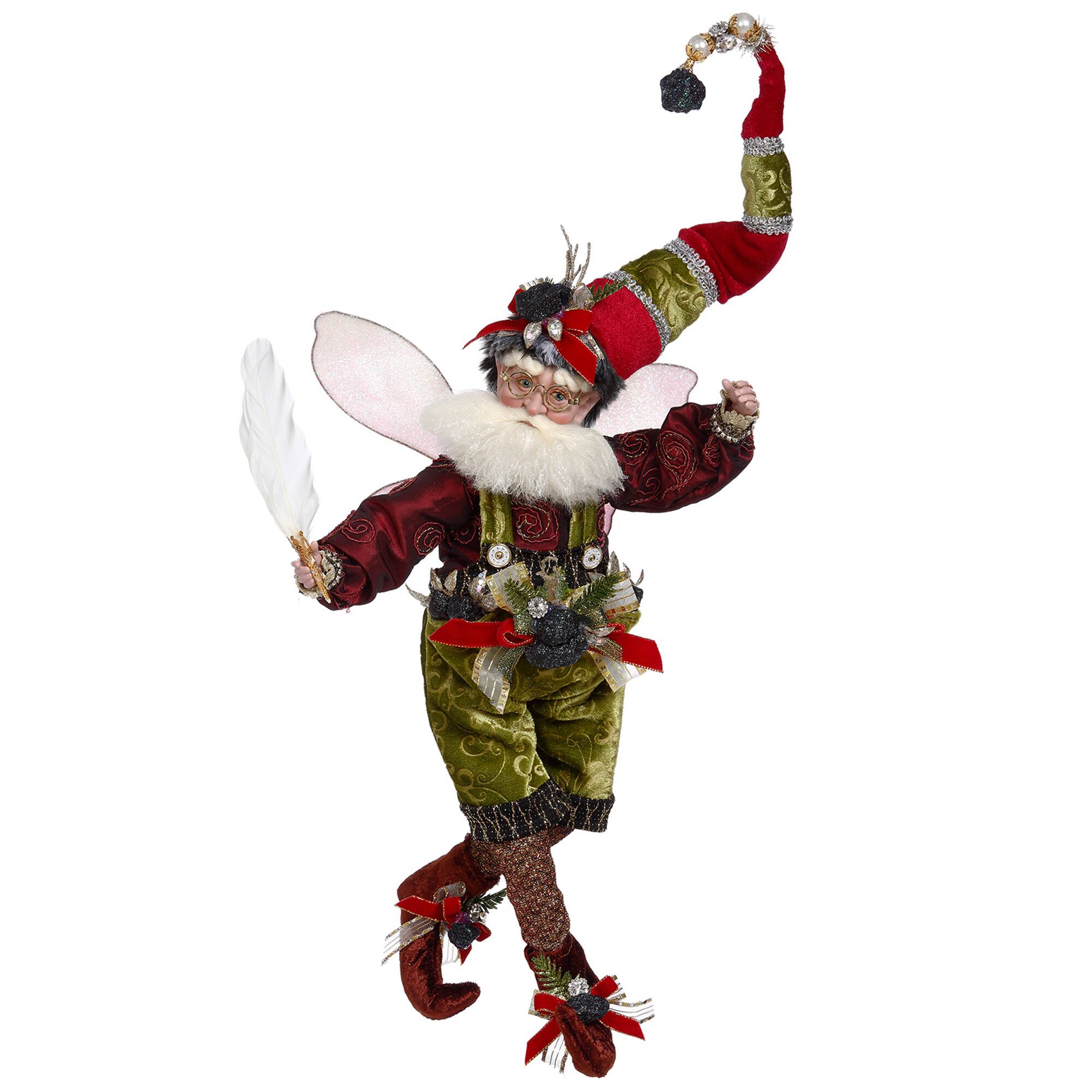 Front. Mark Roberts - Mark Roberts Coal Stocking Christmas Fairy Green and Red, Medium 15" #51-05852 - Green.