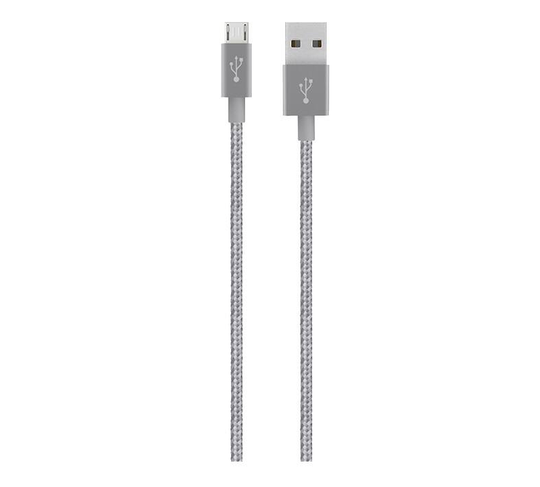 Angle. Belkin - Belkin Mixit 10-Foot Premium Braided Micro USB Cable Silver Grey - Gray.