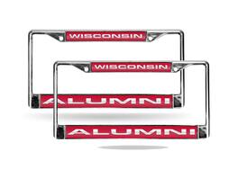 Rico Industries - Wisconsin Badgers Alumni Chrome Metal Laser Cut License Plate Frame - Set of Two - Multi