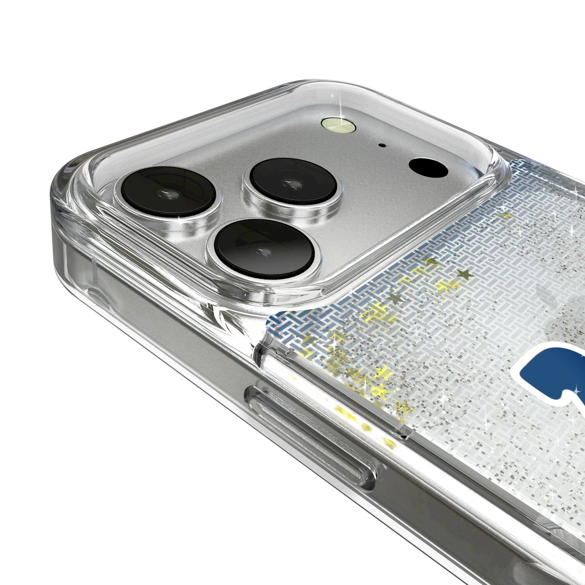 Alt View 2. Keyscaper - Indianapolis Colts Linen Logo iPhone Glitter Case - 15 Pro Max - Multicolor.