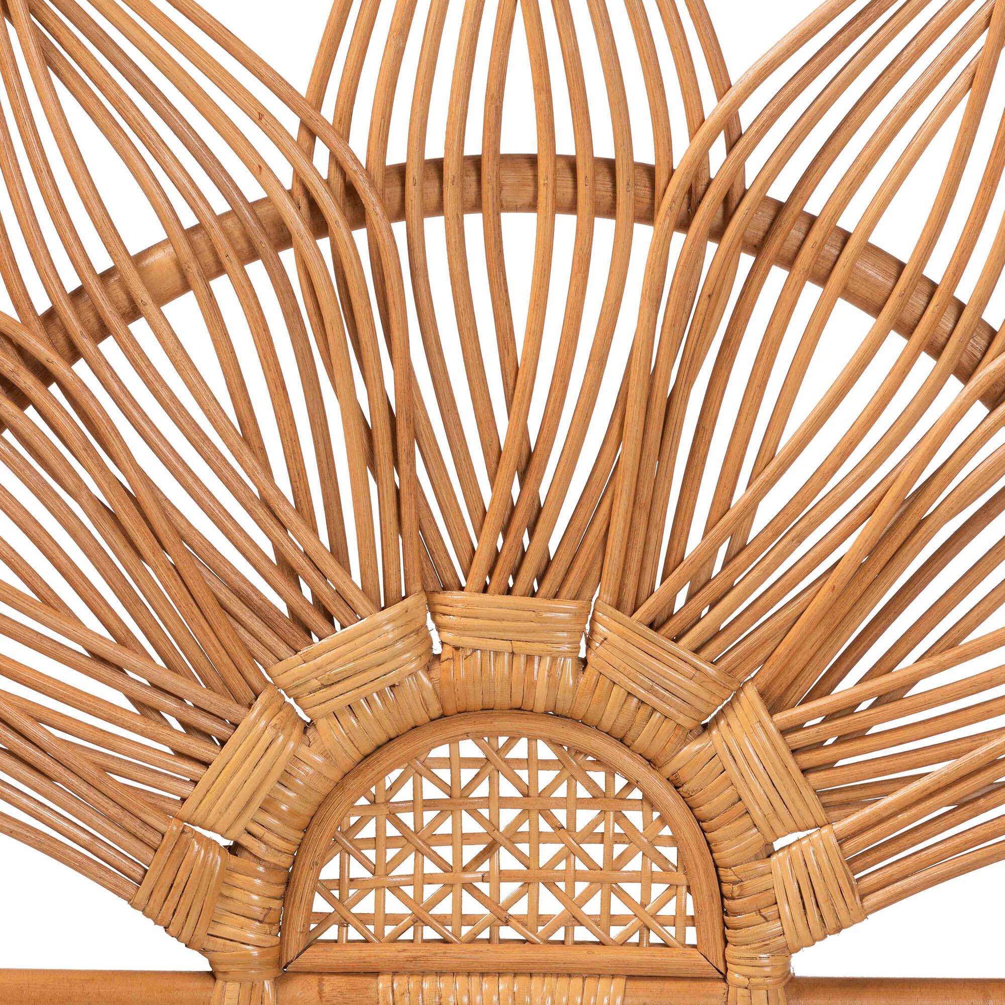 bali & pari Jasmine Natural Rattan Freestanding Headboard, Twin Light ...