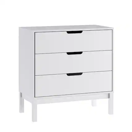 Front. Flash Furniture - Dallas Wooden 3-Drawer Dresser for Bedroom, Chest of Drawers for Kids in White - White.