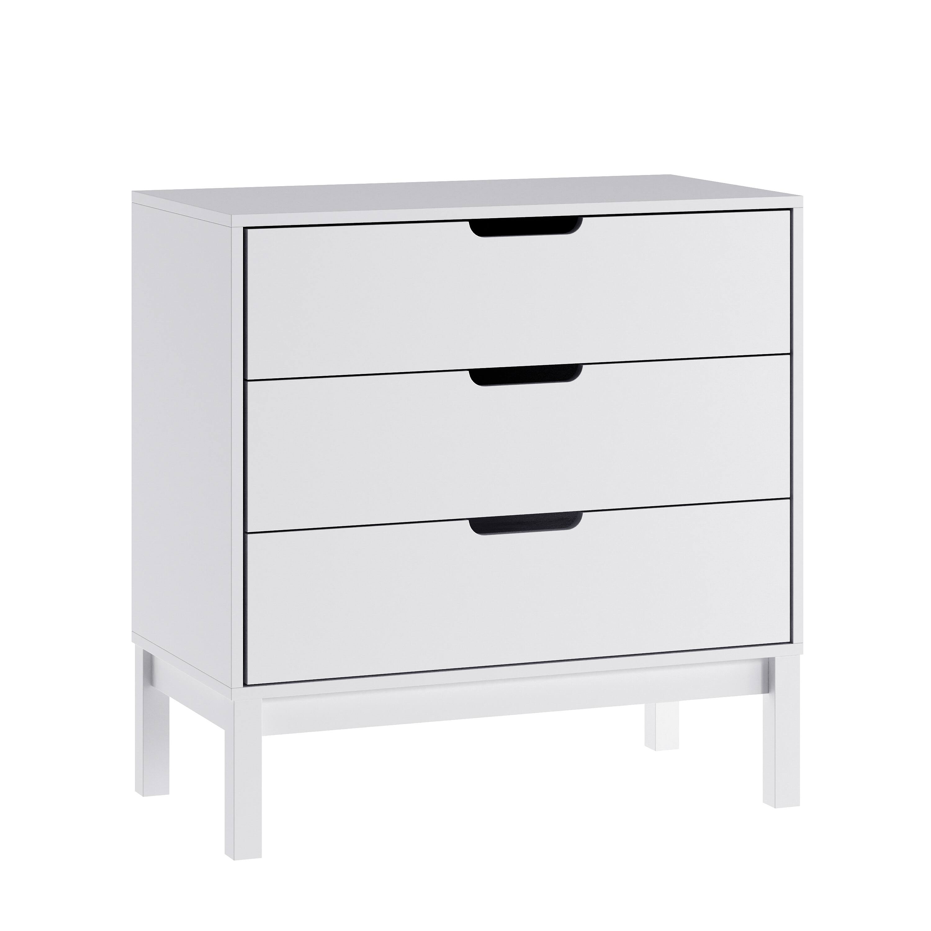 Alt View 1. Emma + Oliver - Samuel Kids Triple-Drawer Dresser with Solid Wood Frame, Chest of Drawers for Kids Bedroom - White.