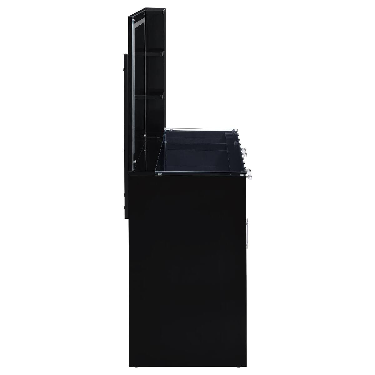 Alt View 4. Loheer - Loheer Black High Gloss Makeup Vanity with LED Mirror and Stool - Black.
