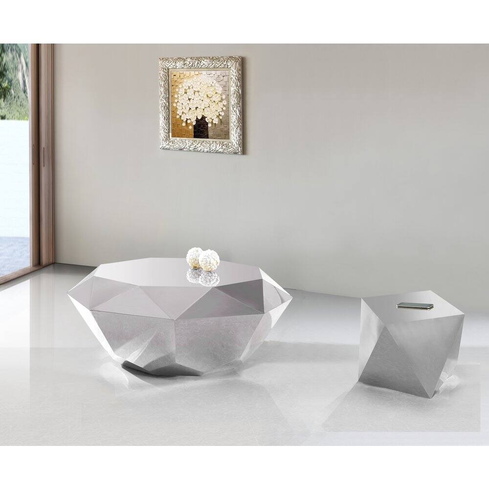 Alt View 2. Meridian Furniture - Gemma Silver Coffee Table - Silver.