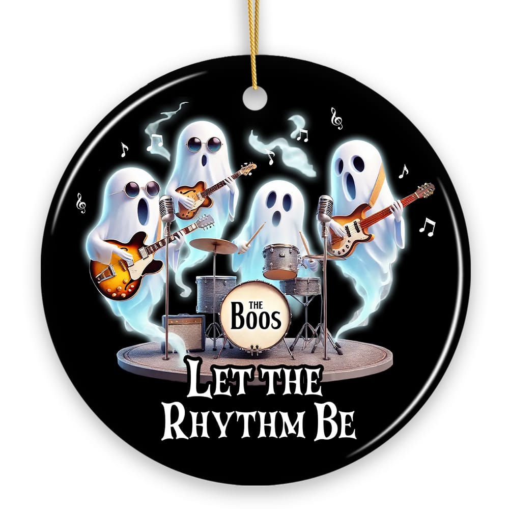 OrnamentallyYou - Let the Rhythm Be Ghost Band Ornament, Whimsical Music Gift Guitar Rock Style - Multi-colored