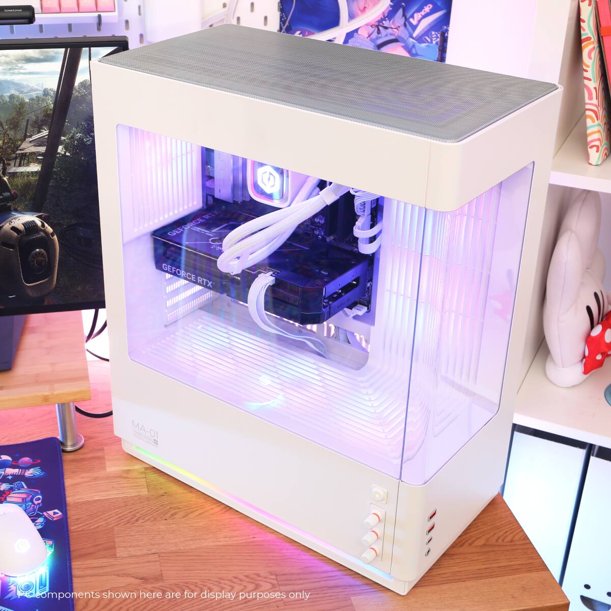 - I Faa 2 KT GEFORCE . S 27 Vhojo P Mmardio GEFORCE RTX MA-01
- 1 components shown here are for display purposes only