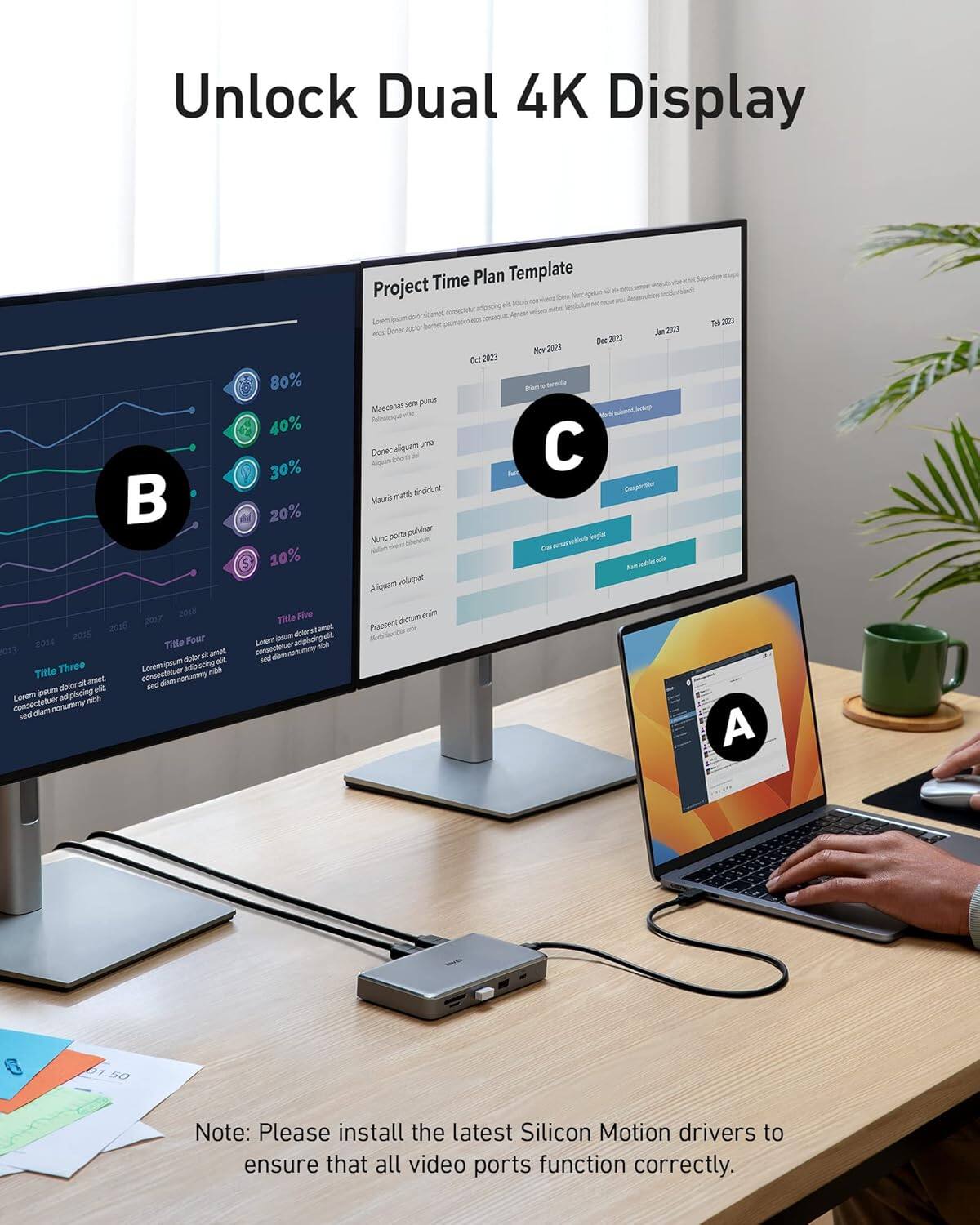 Unlock Dual 4K Display

2018 2017 2016 2015

Title One
Lorem ipsum dolor sit amet, consectetur adipiscing elit. Sed diam nonummy nibh euismod tincidunt ut laoreet dolore magna aliquam erat volutpat.

Title Two
Lorem ipsum dolor sit amet, consectetur adipiscing elit. Sed diam nonummy nibh euismod tincidunt ut laoreet dolore magna aliquam erat volutpat.

Title Three
Lorem ipsum dolor sit amet, consectetur adipiscing elit. Sed diam nonummy nibh euismod tincidunt ut laoreet dolore magna aliquam erat volutpat.

Title Four
Lorem ipsum dolor sit amet, consectetur adipiscing elit. Sed diam nonummy nibh euismod tincidunt ut laoreet dolore magna aliquam erat volutpat.

Title Five
Lorem ipsum dolor sit amet, consectetur adipiscing elit. Sed diam nonummy nibh euismod tincidunt ut laoreet dolore magna aliquam erat volutpat.

Project Time Plan Template
Oct 2023 Nov 2023 Dec 2023 Jan 2024 Feb 202
