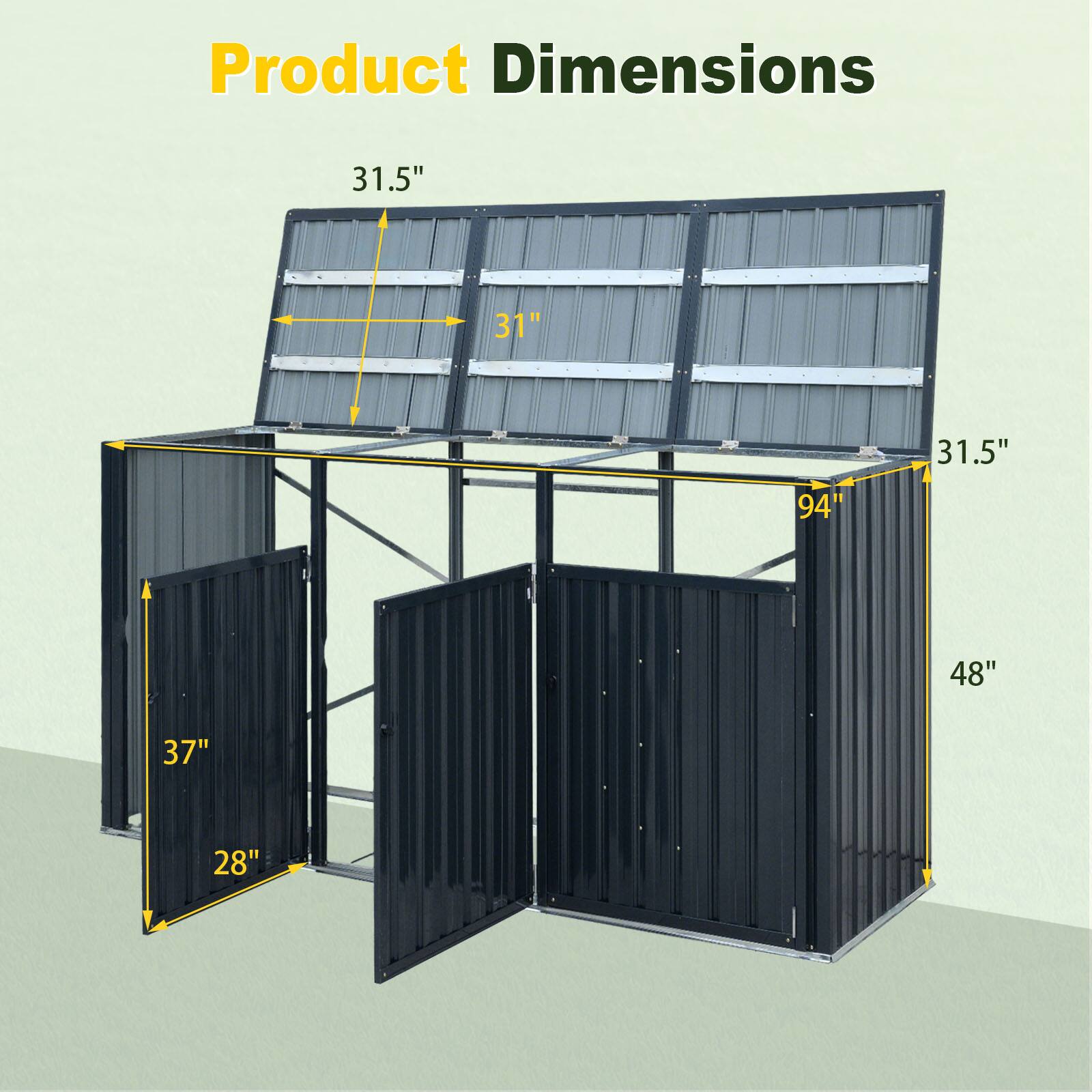 Product Dimensions: 31.5" x 31" x 94" x 31.5" x 48" x 37" x 28"