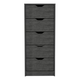 TuHome - Basilea 5 Drawers Tall Dresser, Pull Out System - Smokey Oak