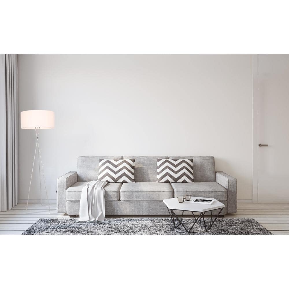 Living District - Cason 1 light Floor lamp - Silver And White Shade