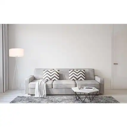 Front. Living District - Cason 1 light Silver and White shade Floor lamp - Silver And White Shade.