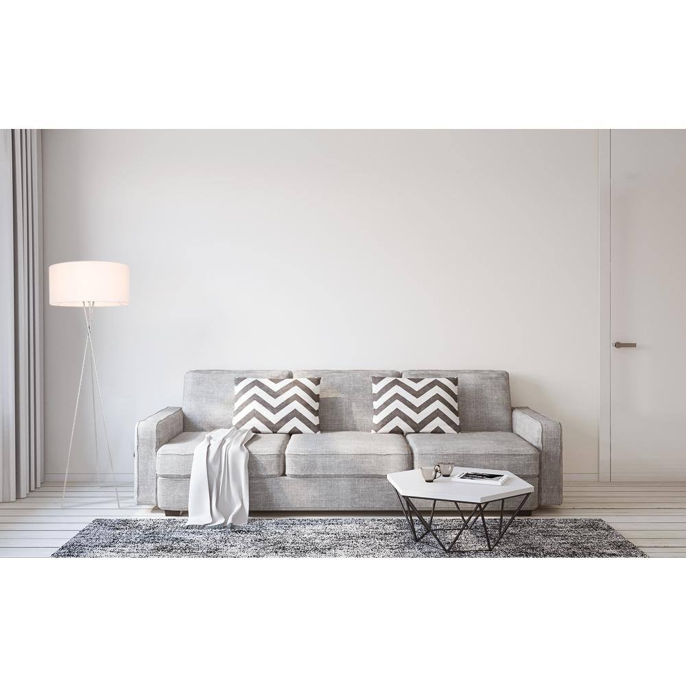 Front. Living District - Cason 1 light Silver and White shade Floor lamp - Silver And White Shade.