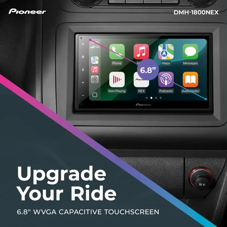 Pioneer - 6.8" Apple CarPlay/Android Auto Bluetooth Digital Media (DM) Receiver with backup camera input - Black