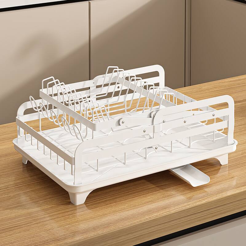 Alt View 8. Sugift - 2-Tier Collapsible Multi-Functional Dish Drying Rack - White.