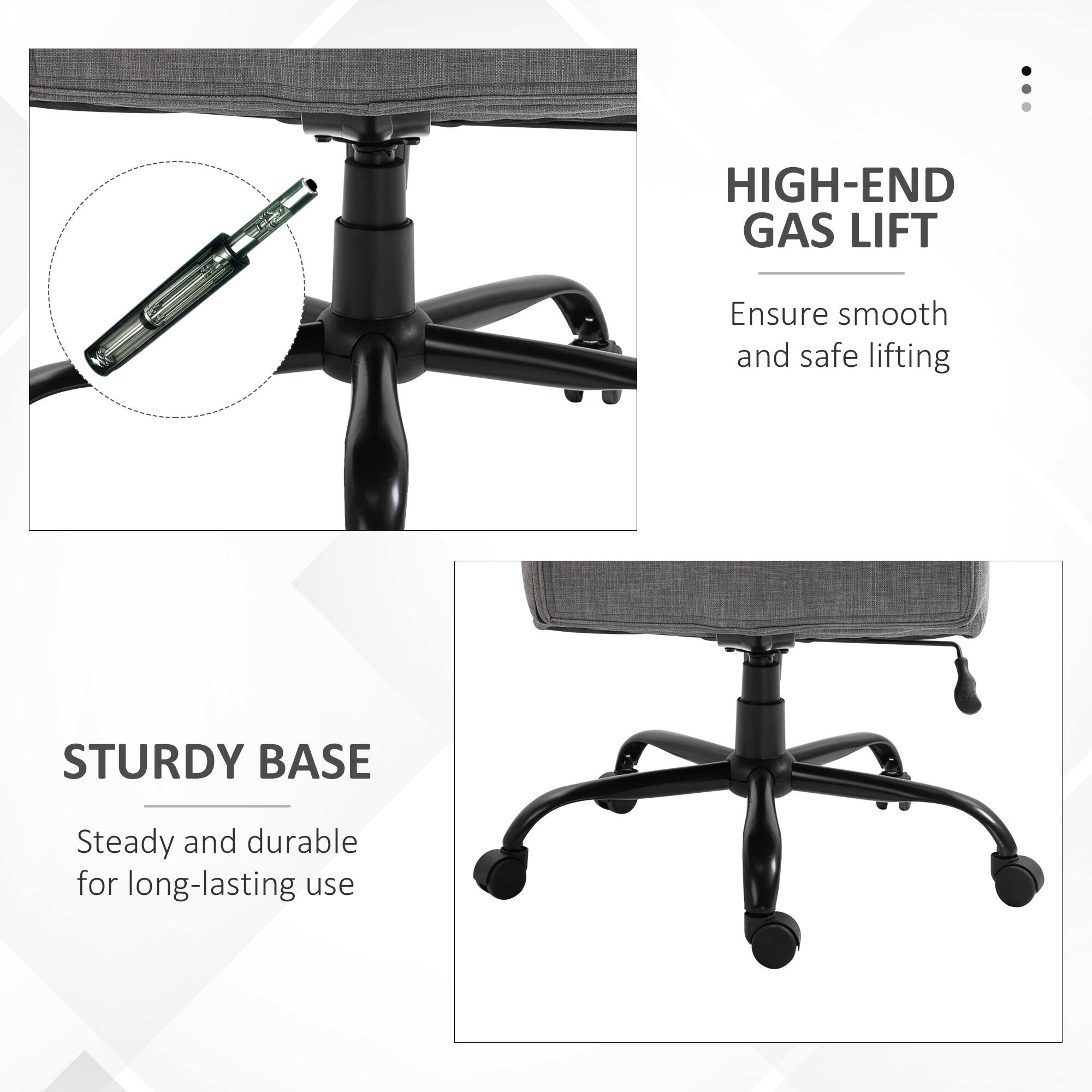 HIGH-END GAS LIFT
Ensure smooth and safe lifting

STURDY BASE
Steady and durable for long-lasting use