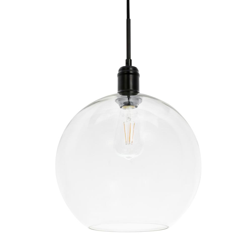 Alt View 2. Living District - Emett 1 light Black and Clear glass pendant - Black And Clear Glass.