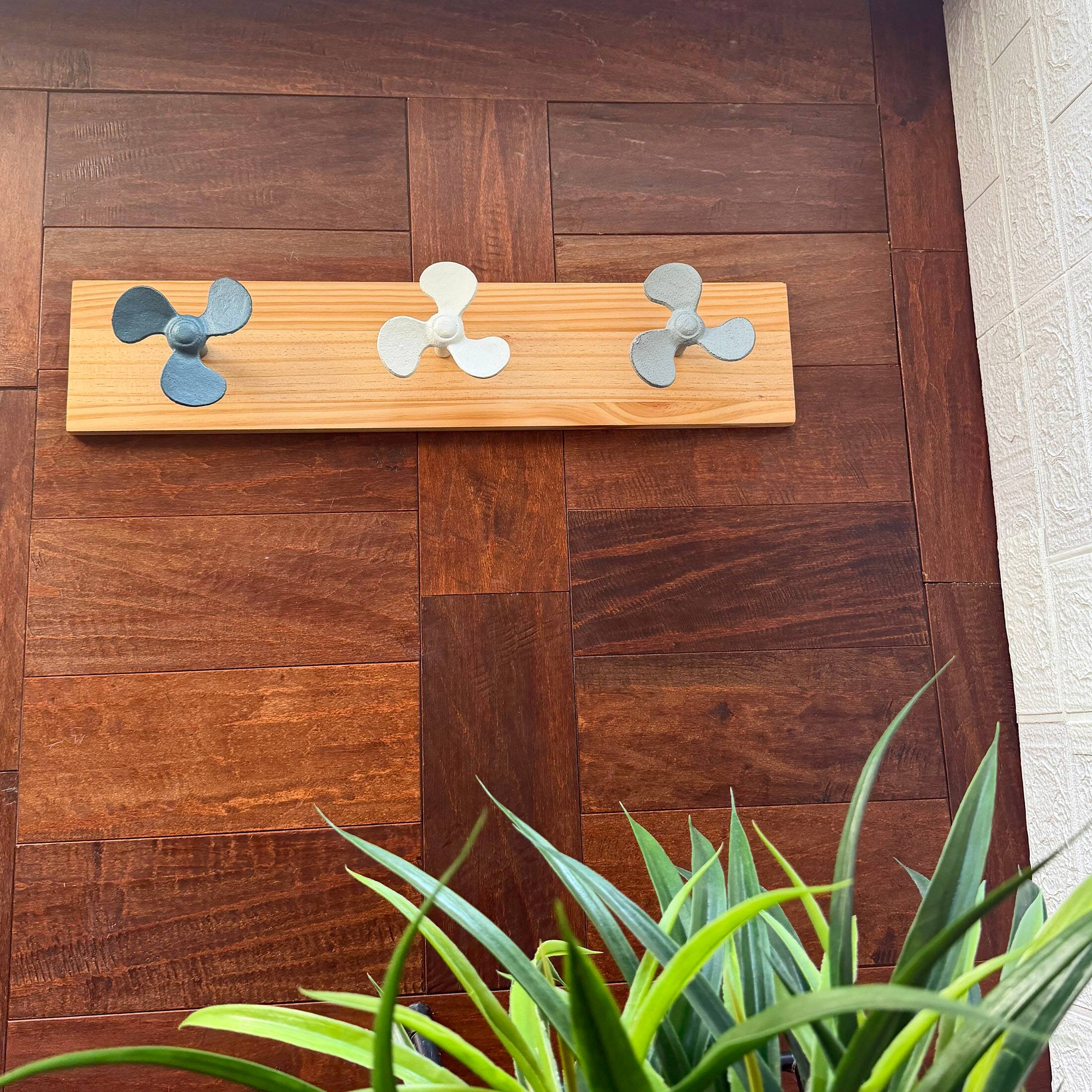 Alt View 3. Zeckos - Boat Propeller Wall Hook Rack 24in Wood Board Nautical Beach House Decor - Multicolored.