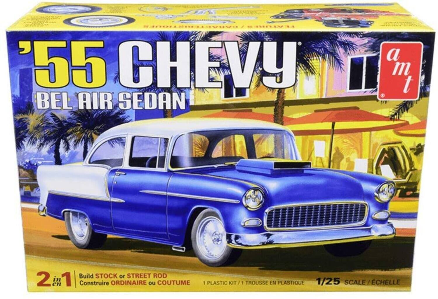 CVRVC '55 CHEVY BEL AIR SEDAN  
Build STOCK or STREET ROD  
Construire ORDINAIRE ou COUTUME  
2 in 1  
1 PLASTIC KIT / 1 TROUSSE EN PLASTIQUE  
1/25 SCALE / ÉCHELLE