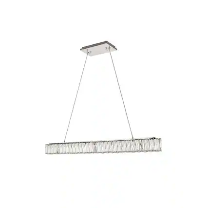 Front. Elegant Lighting - Monroe Integrated LED chip light Chrome Chandelier Clear Royal Cut Crystal - Chrome.