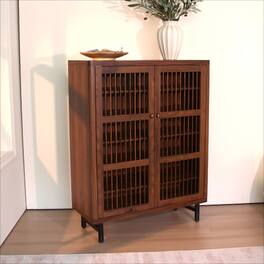 Loheer - 6-tier entryway shoe cabinet, wooden modern rack organizer - Walnut