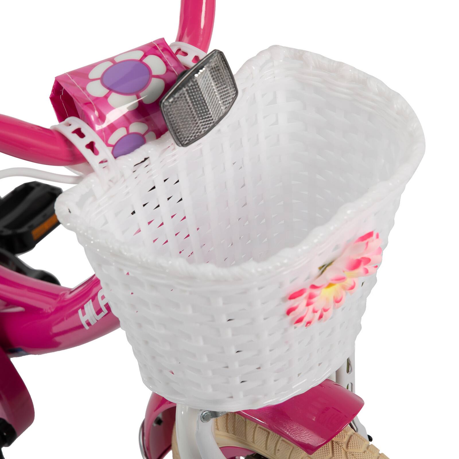 Alt View 6. HILAND - Petal Girls Kids Bike 14 Inch, Toddler Bicycle with Training Wheels & Basket, Kids Bicycle for 3-5 Years Old, Pink - Pink.