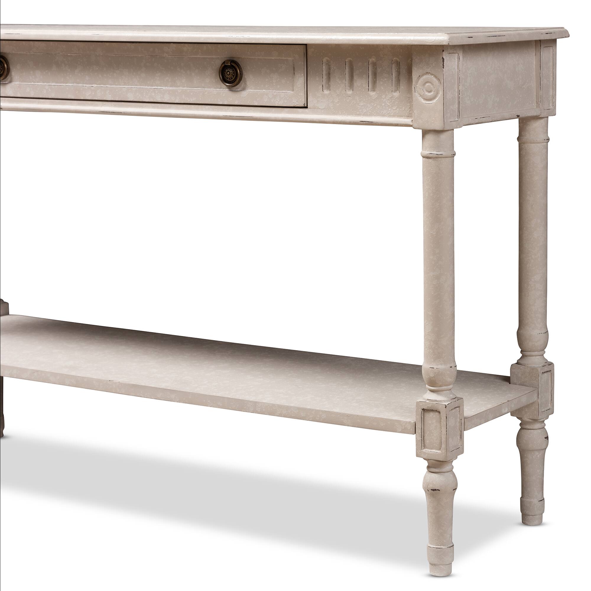 Alt View 4. Baxton Studio - Ariella Country Cottage Farmhouse 1-Drawer Console Table - Whitewashed.