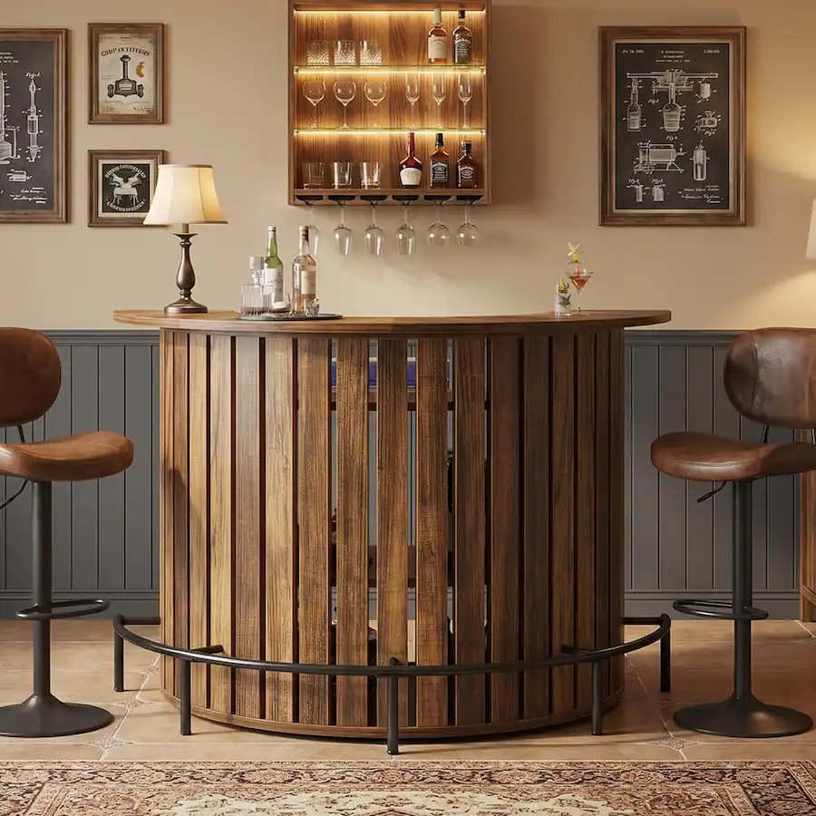 Bar Table Base Only Tribesigns Bar Table with Storage, 4 Tier Arc Shaped Mini Bar Table ...