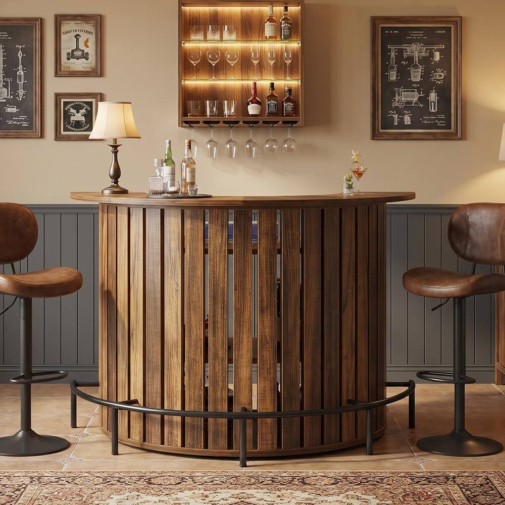 Tribesigns Bar Table with Storage, 4 Tier Arc Shaped Mini Bar Table ...