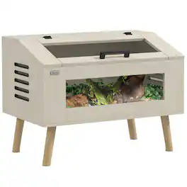 Pawhut - Reptile Terrarium 30 Gallon Top Opening Tank with Glass Windows, Air Ventilations, Wooden Hamster Cage