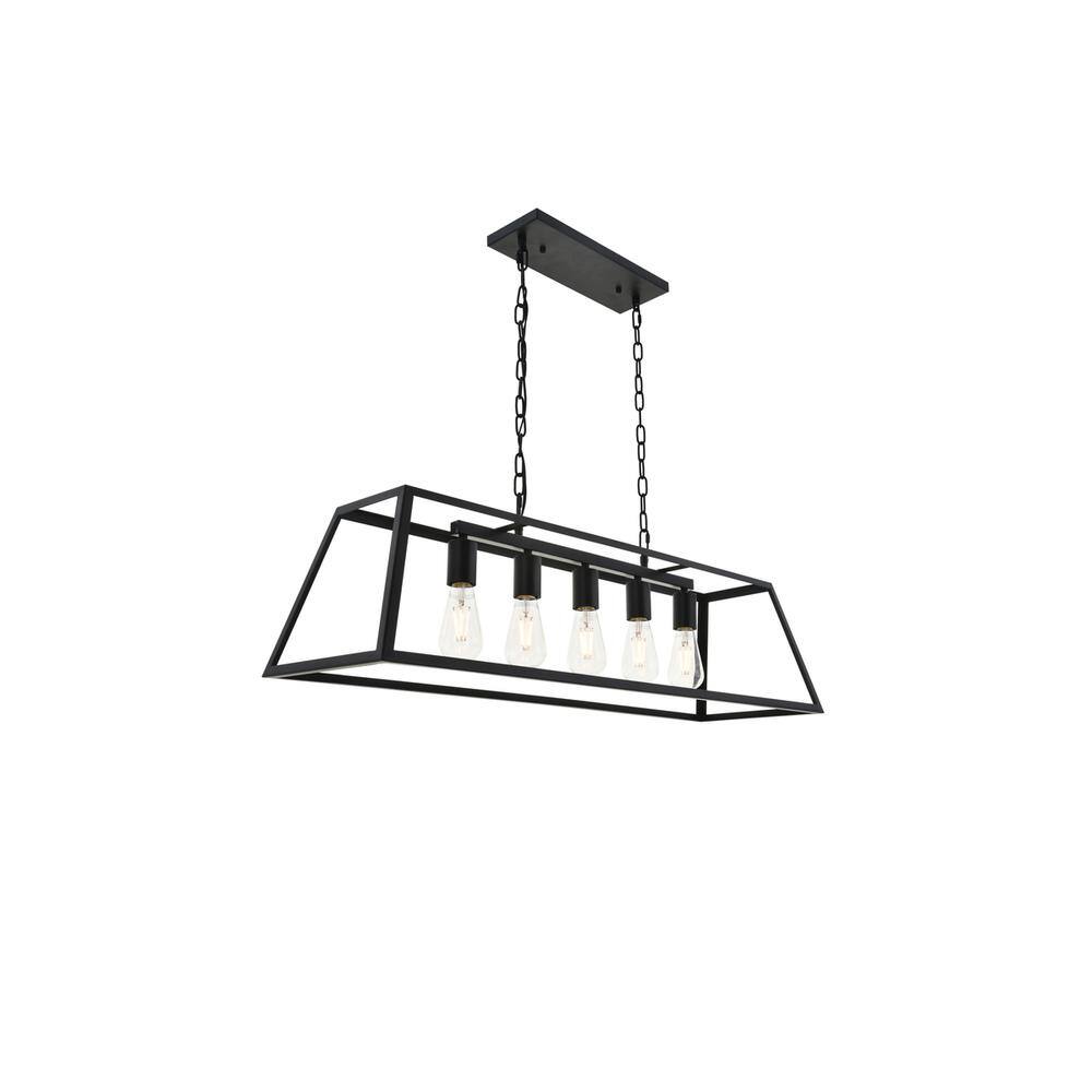 Alt View 3. Living District - Resolute 5 light black Pendant - Black.
