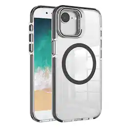 Kitcheniva - Magnetic Circle Camera Stand Phone Case With Tempered Glass For iPhone 16e/17e - Black