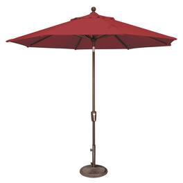 Mondawe - 9' Octagon Patio Umbrella Push Button Tilt Bronze Frame - Really Red