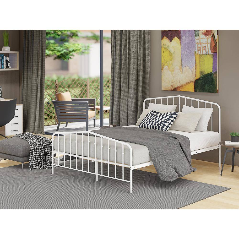 Alt View 3. East West Furniture - Kemah Queen Platform Bed with 4 Metal Legs - Magnificent Bed in Powder Coating White Color - White.