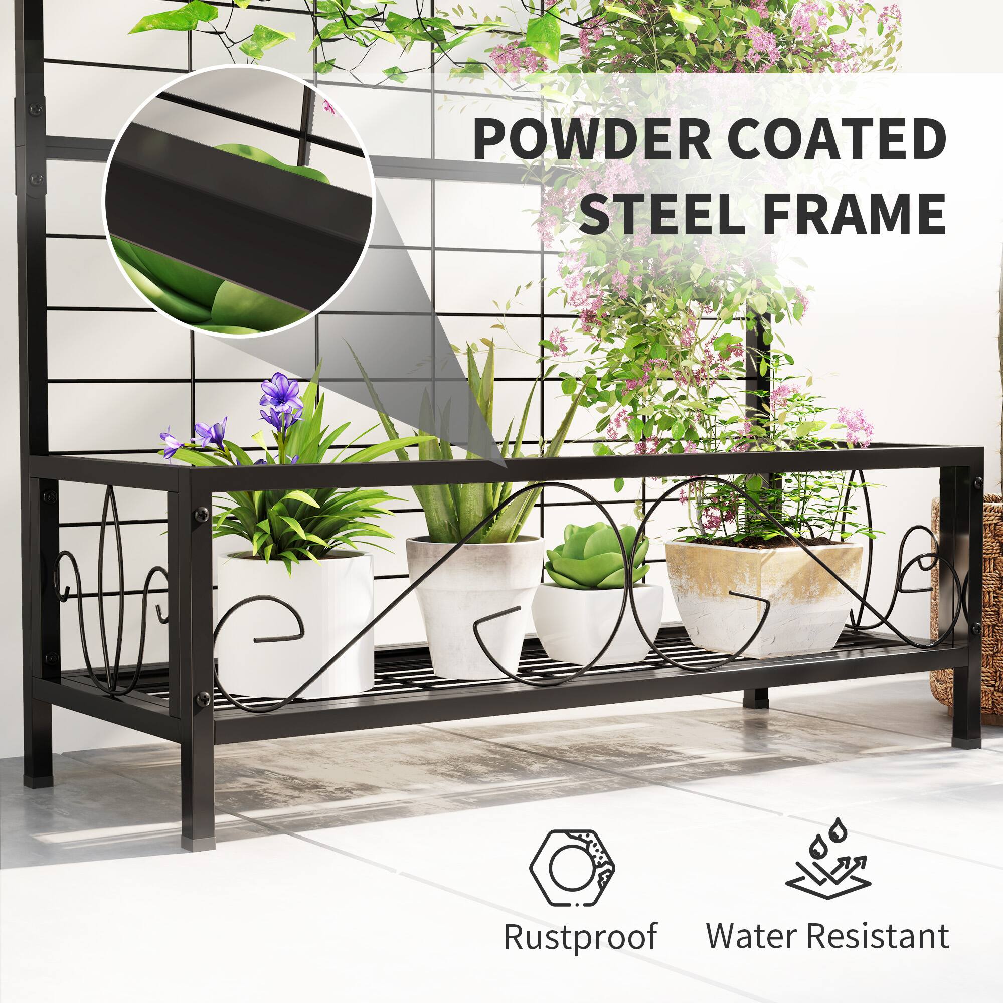 POWDER COATED STEEL FRAME

Rustproof  
Water Resistant