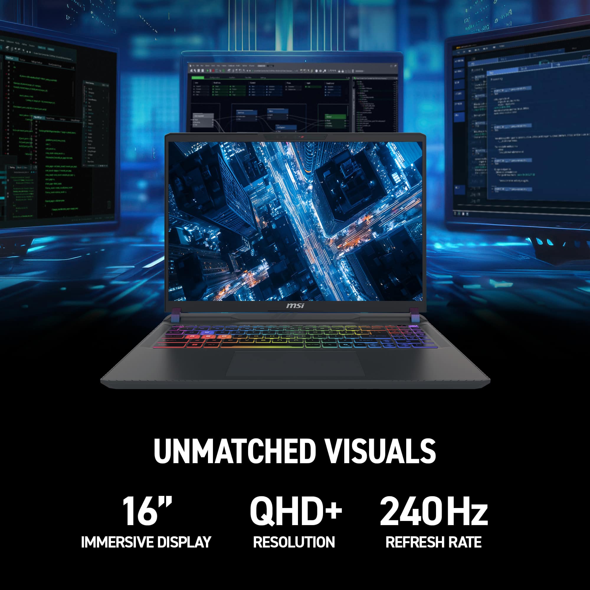 Unmatched Visuals: 16" QHD+ 240Hz Immersive Display, Resolution, Refresh Rate