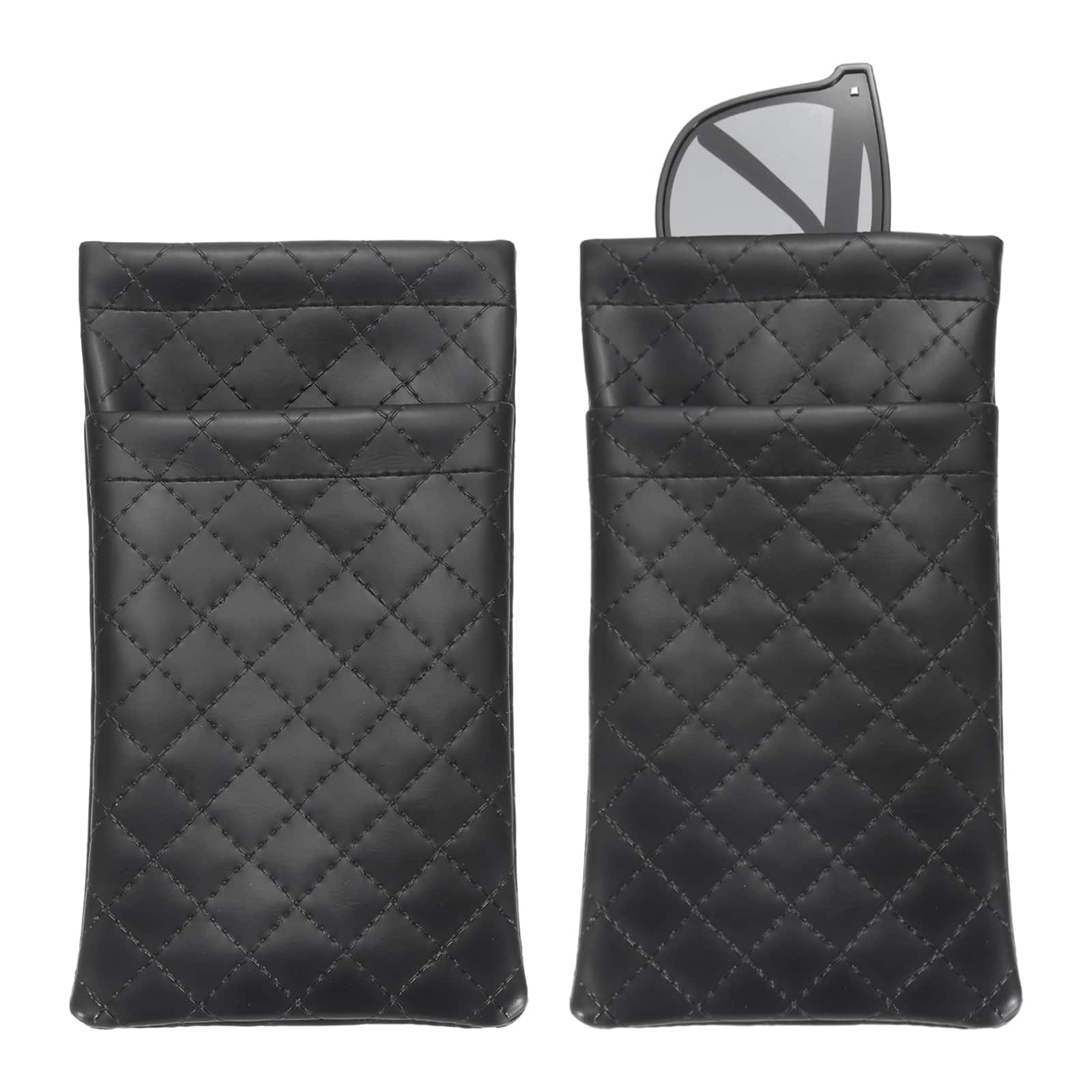 Unique Bargains - 2pcs PU Leather Double Squeeze Top Eyeglass Pouch, Soft Travel Case Organizer for Men/Women Sunglasses - Black price history on PriceWatchPro