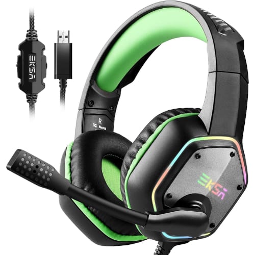EKSA Telecom - EKSA E1000 Gaming Headset – RGB Light, Noise-Canceling Mic, PC, PS4, PS5, Laptop, Comfortable Stereo Audio
