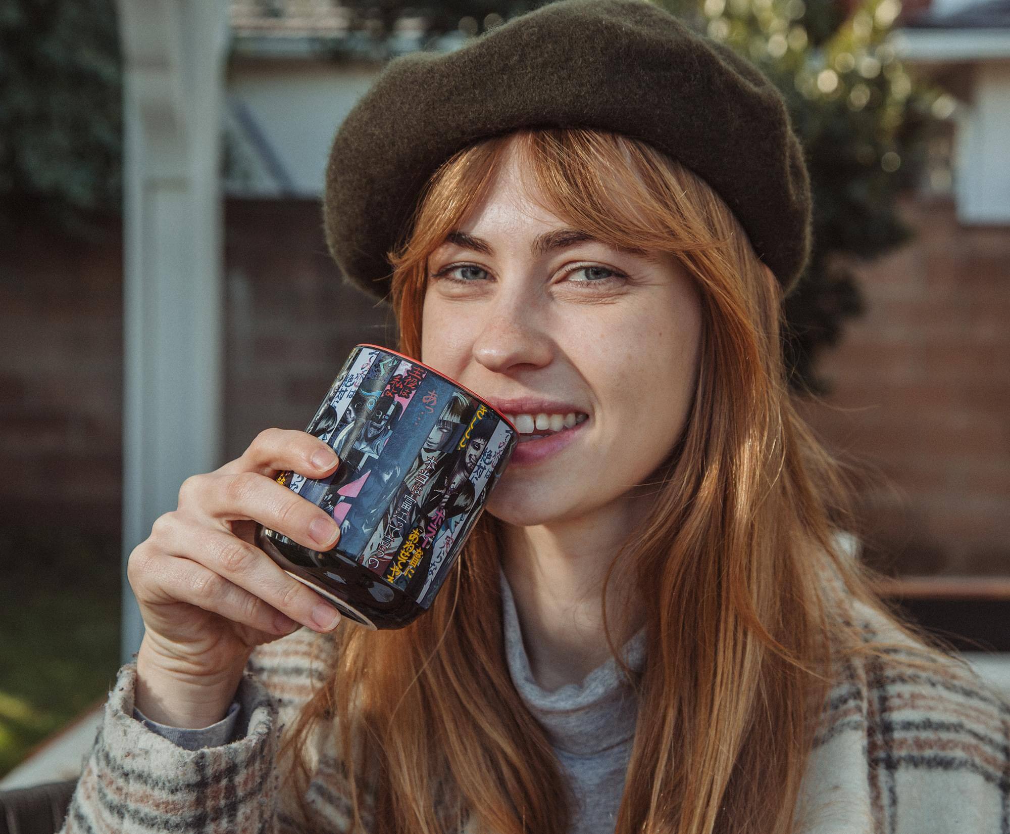 Alt View 3. Silver Buffalo - Junji Ito Panel Poster Asian Ceramic Tea Cup | Holds 9 Ounces - Black.