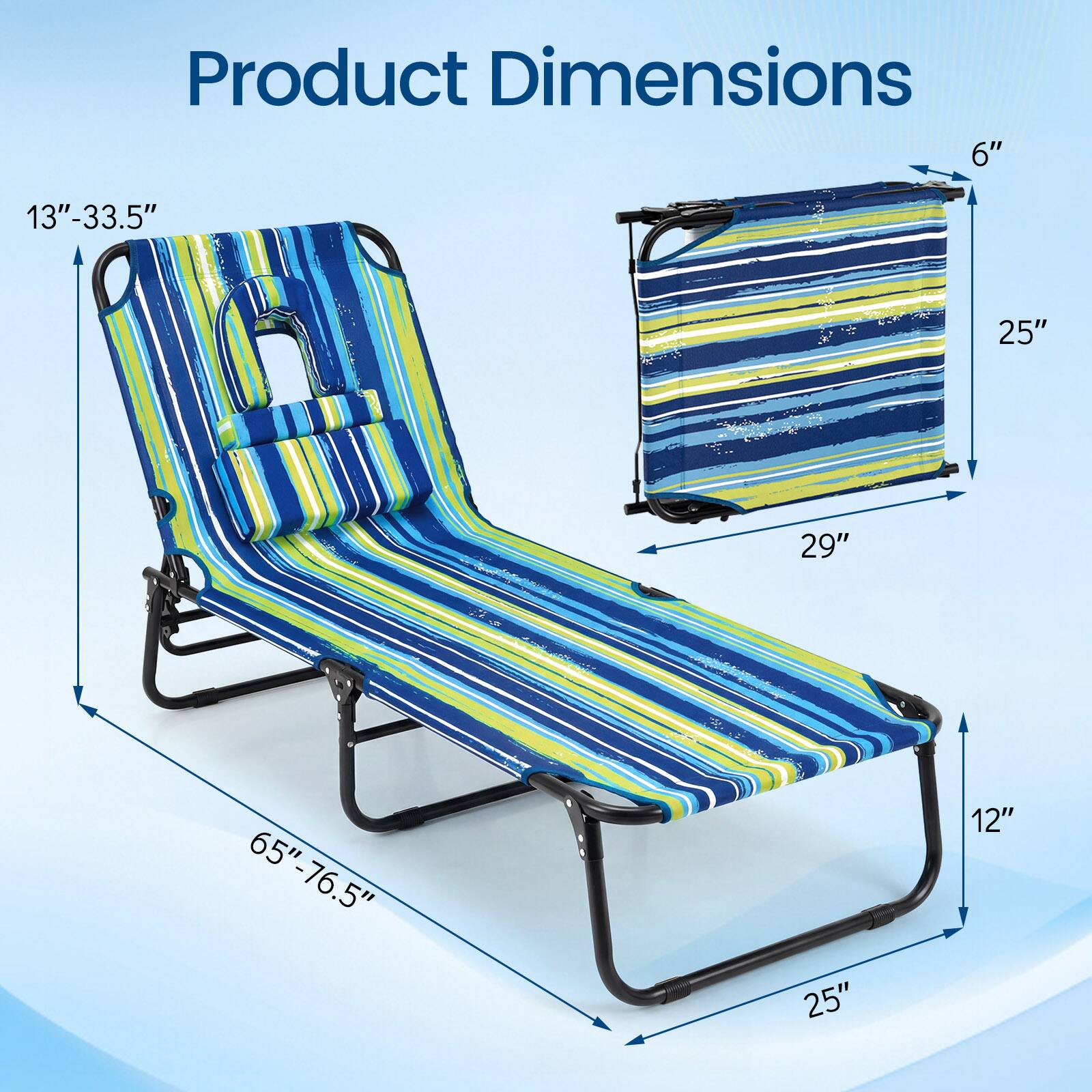 Product Dimensions: 6" x 13"-33.5" x 25" x 29" x 65"-76.5" x 25" x 12"
