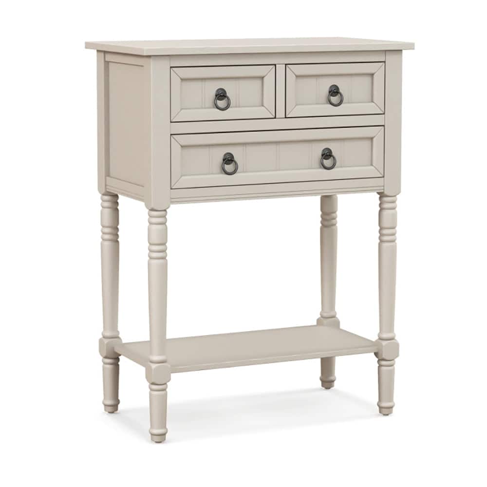 Resenkos - Narrow Console Table with 3 Storage Drawers and Open Bottom Shelf- Narrow Console Table, Entryway Hall Table - Beige