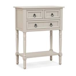 Kadyn - Narrow Console Table with 3 Storage Drawers and Open Bottom Shelf- Narrow Console Table, Entryway Hall Table - Beige