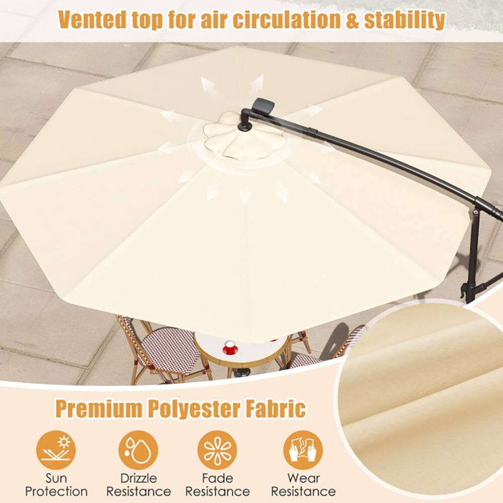 Vented top for air circulation & stability

Premium Polyester Fabric

Sun Protection
Drizzle Resistance
Fade Resistance
Wear Resistance