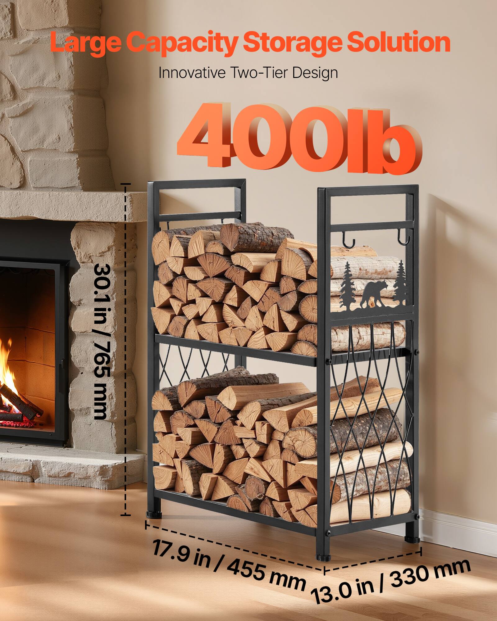 Large Capacity Storage Solution  
Innovative Two-Tier Design  
400lb  
30.1 in / 765 mm  
17.9 in / 455 mm  
13.0 in / 330 mm