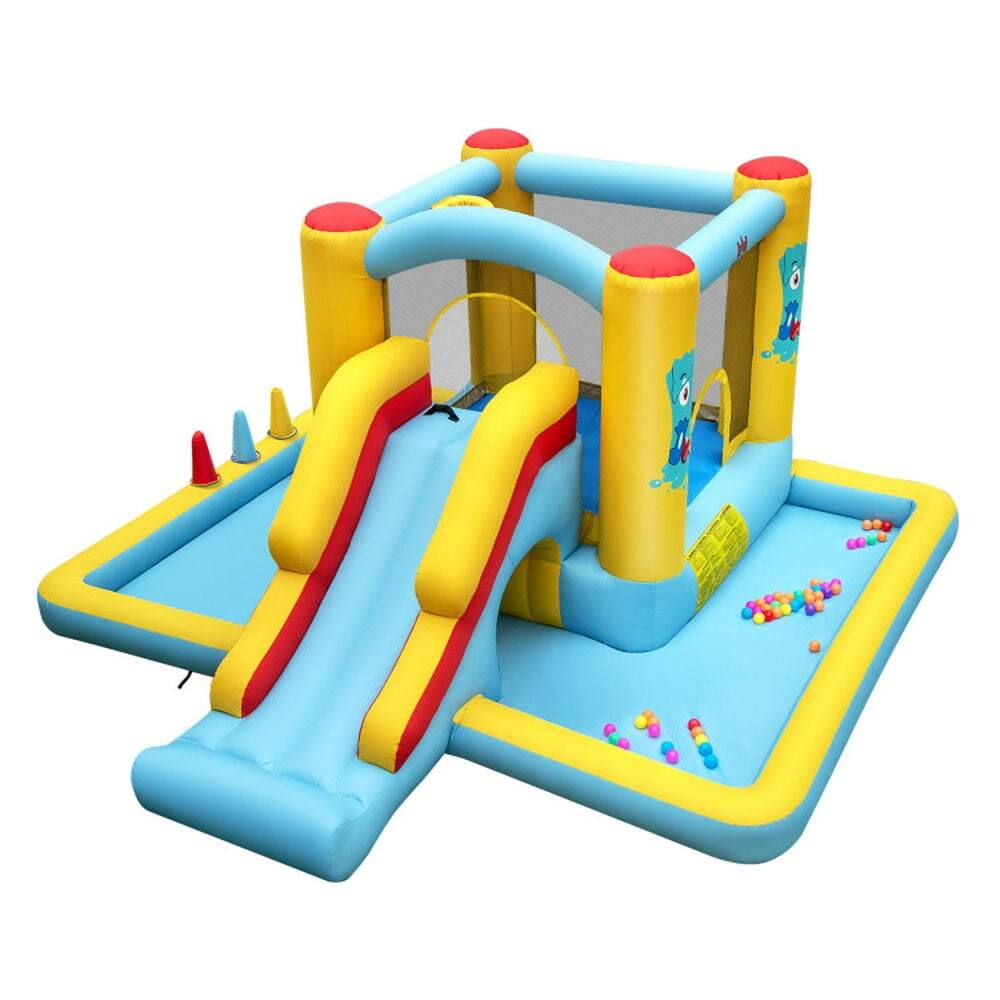 Angle. Pefilos - 7-in-1 Bouncy Castle, Inflatable Bounce House, Castle with Slide and Tunnel without Blower, Multi-color - Multi-color.