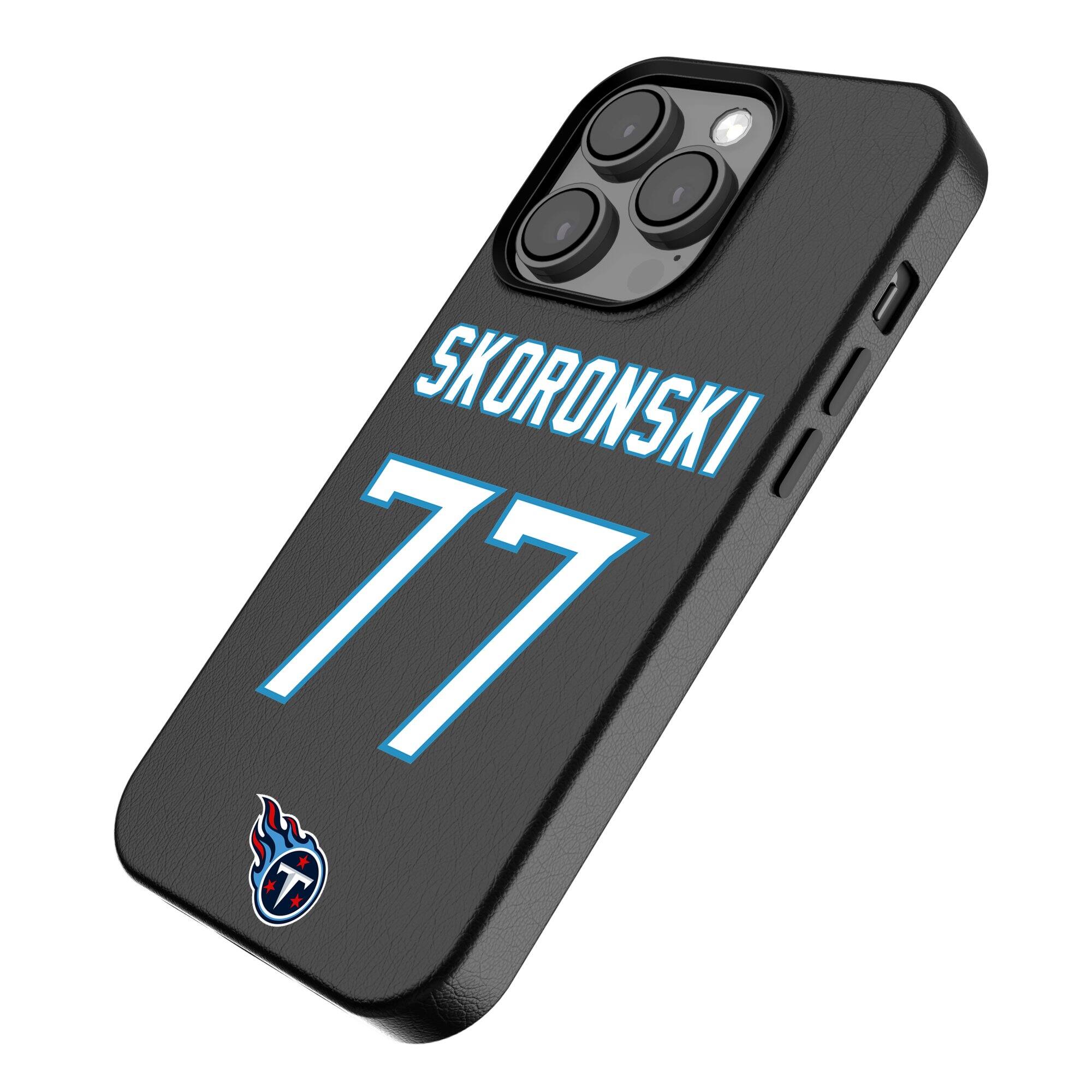 Alt View 1. Keyscaper - Peter Skoronski-Black Tennessee Titans iPhone Magnetic Bump Case - 14 - Black.